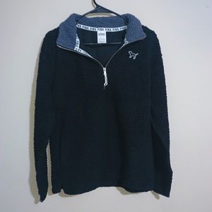 Vs PINK quarter zip Sherpa in black size XS